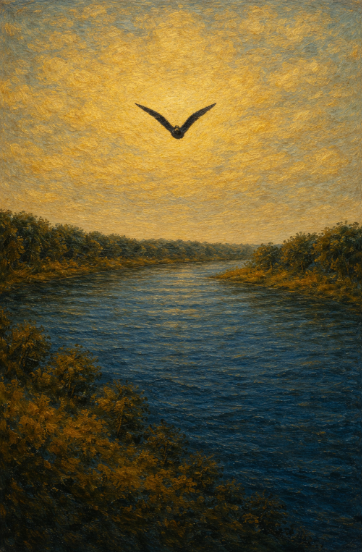 Птица над рекой